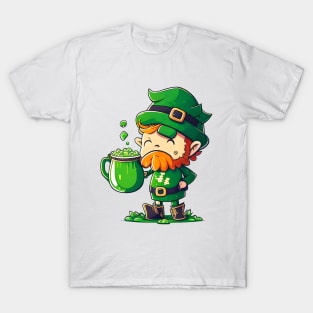 Funny St Patricks Day Shamrock and Leprechaun Drinking T-Shirt T-Shirt